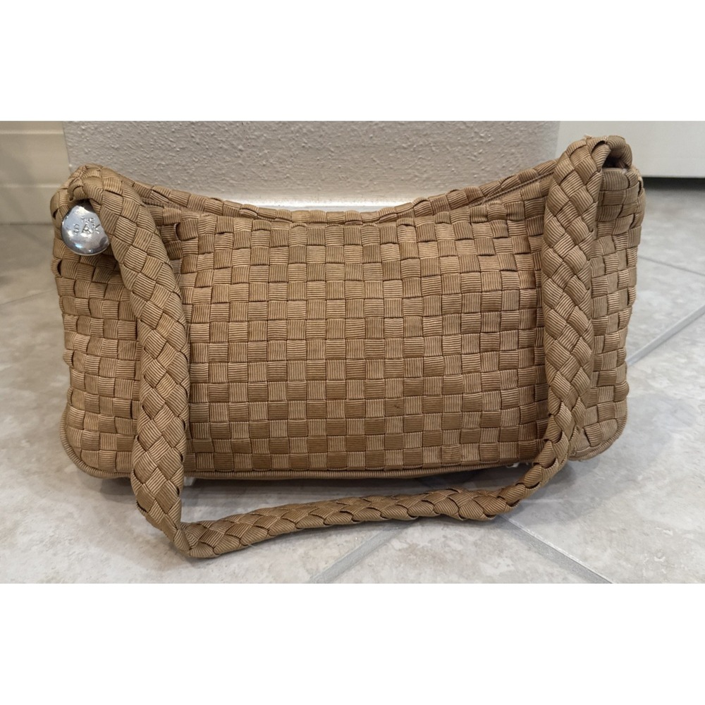 The Sak Shoulder Bag Brown Beige Woven Purse Charm Viscose Staple Yarn *See